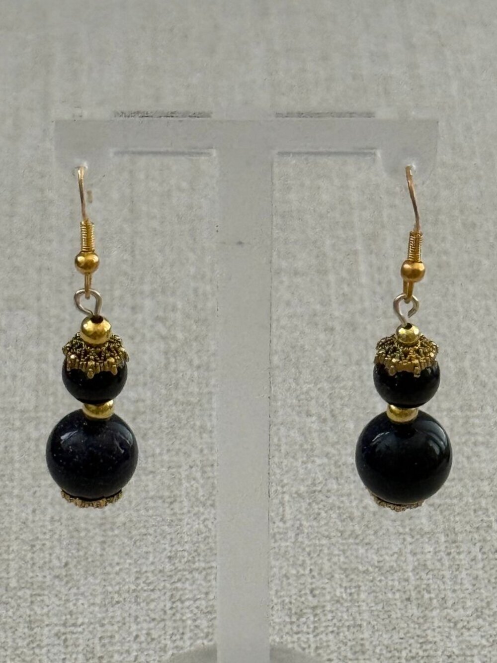 Blue Goldstone Dangle Earrings